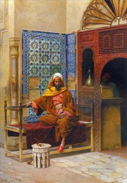 Árabe Painting - El fumador Ludwig Deutsch Orientalismo árabe